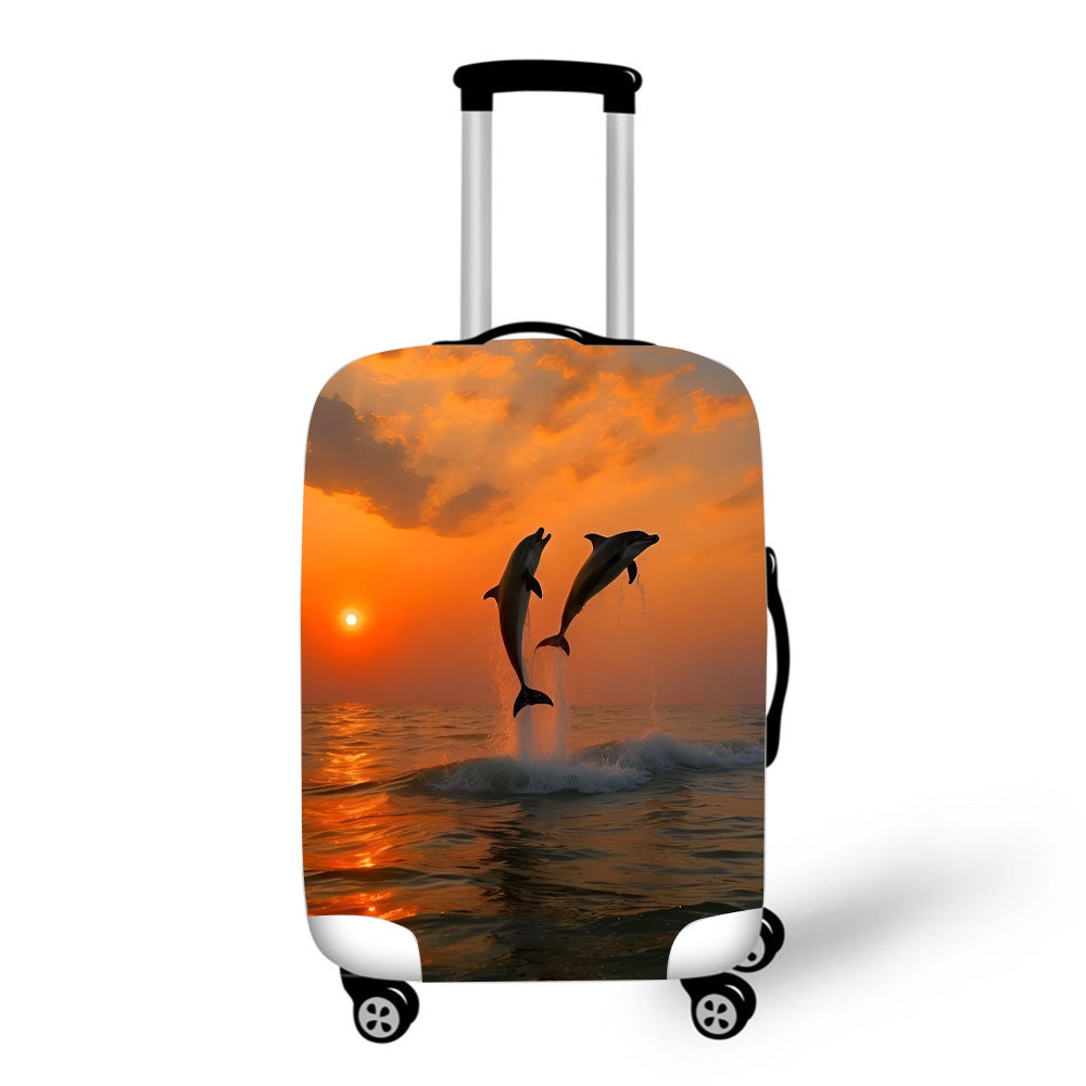 Dolphins at Sunset Baggage Cover