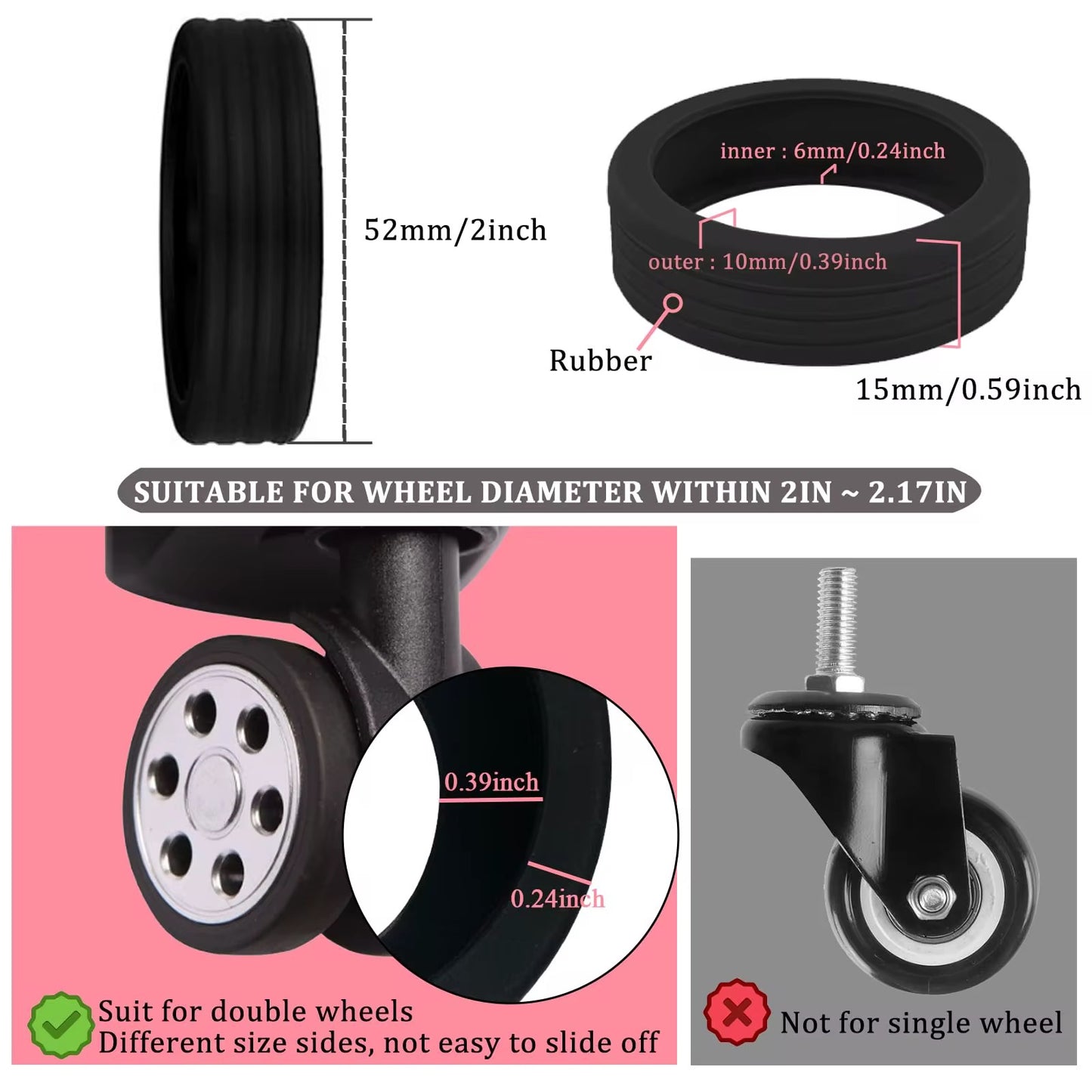 4/8 Pieces Set Silicone Luggage Protector Wheel Covers