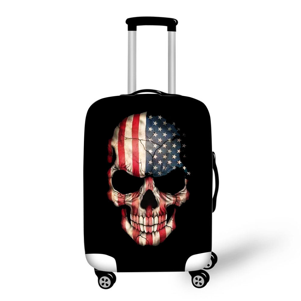 U S Flag on Skull Baggage Cover