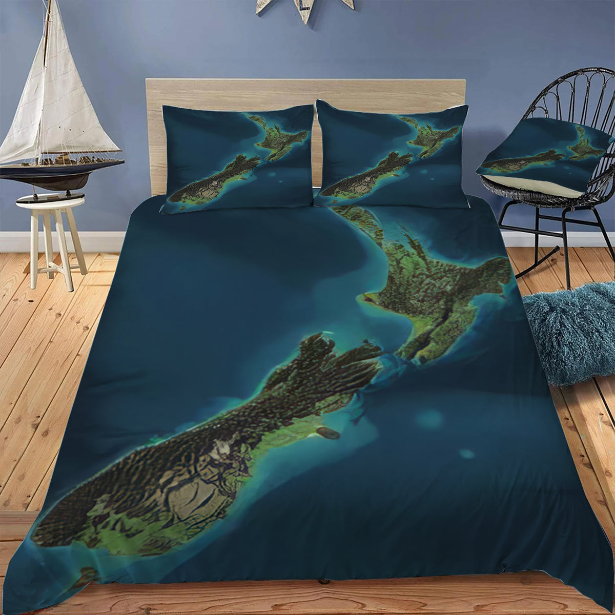New Zealand Map Duvet / Doona Cover and 2 Pillow Slips