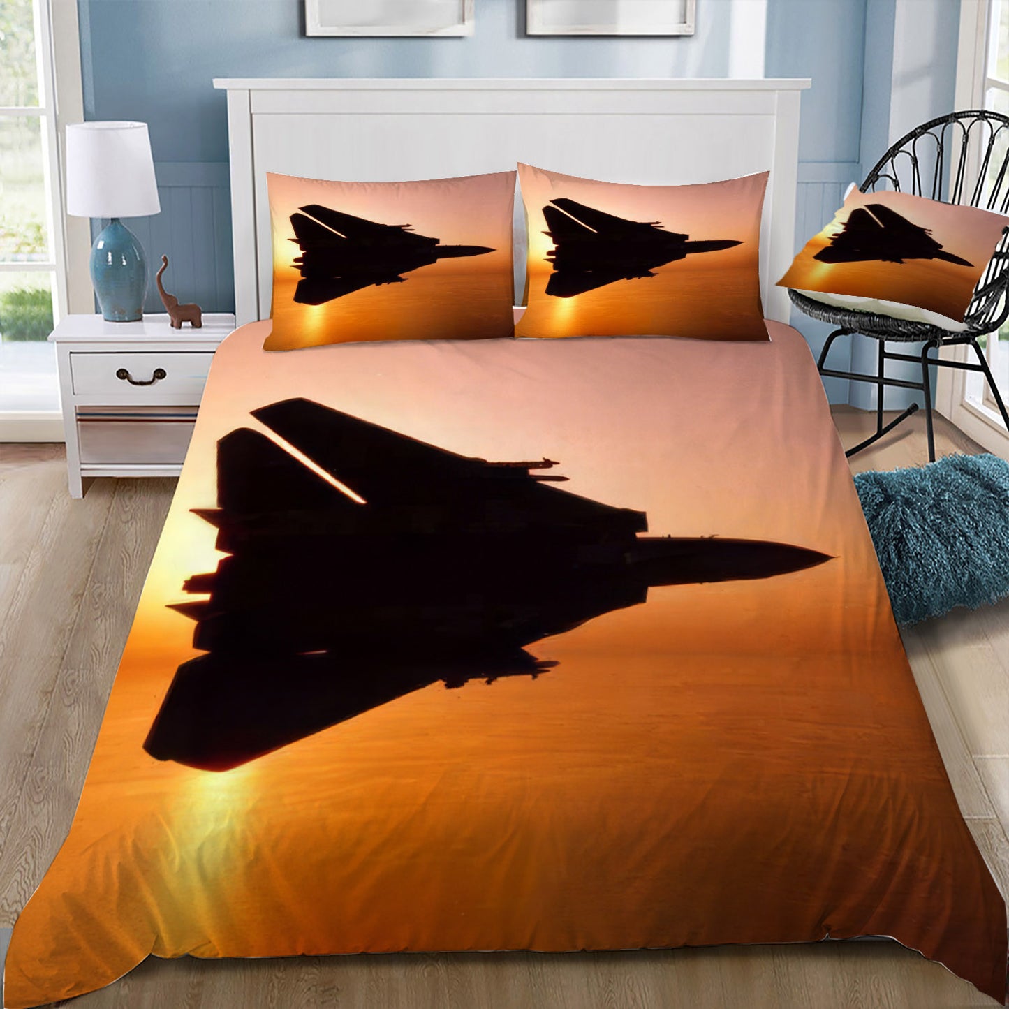 USN F-14 Tomcat Sunset Flight Doona / Duvet Cover and 2 Pillow Slips
