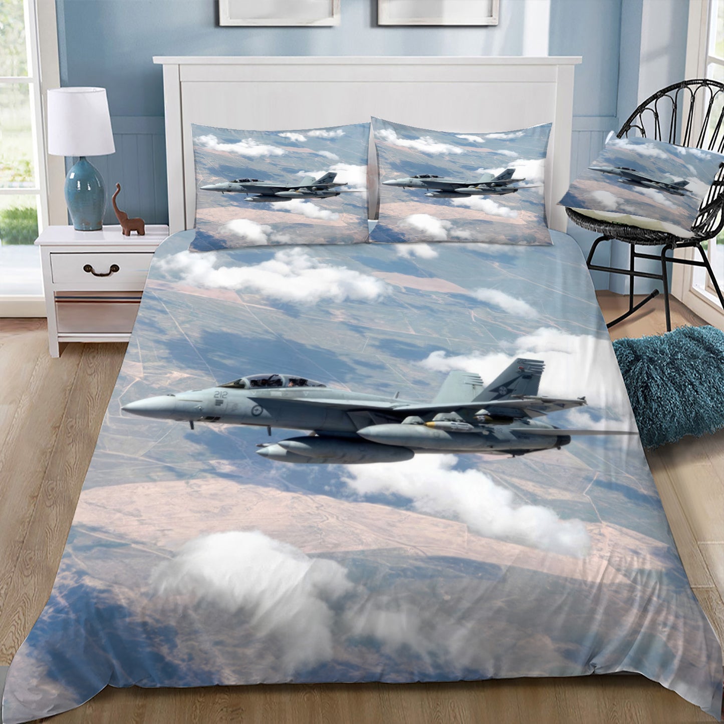 RAAF FA-18 Hornet In Flight Doona / Duvet Cover and 2 Pillow Slips