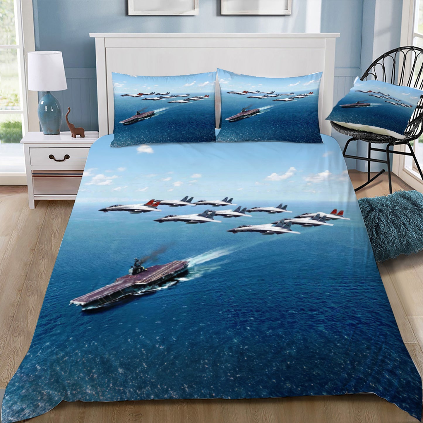 USN F-14`s over flying there Aircraft Carrier Doona / Duvet Cover and 2 Pillow Slips