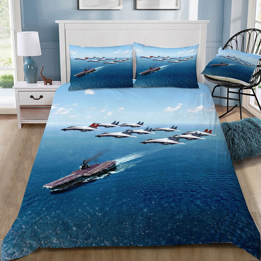 USN F-14`s over flying there Aircraft Carrier Doona / Duvet Cover and 2 Pillow Slips