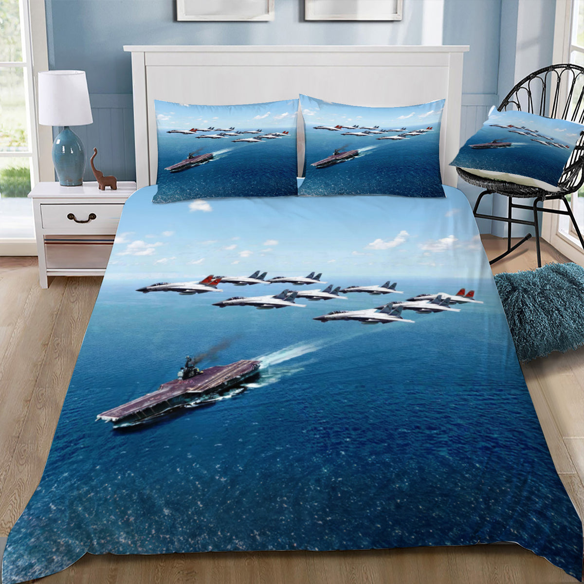 F-14`s over flying there Aircraft Carrier Doona / Duvet Cover and 2 Pillow Slips