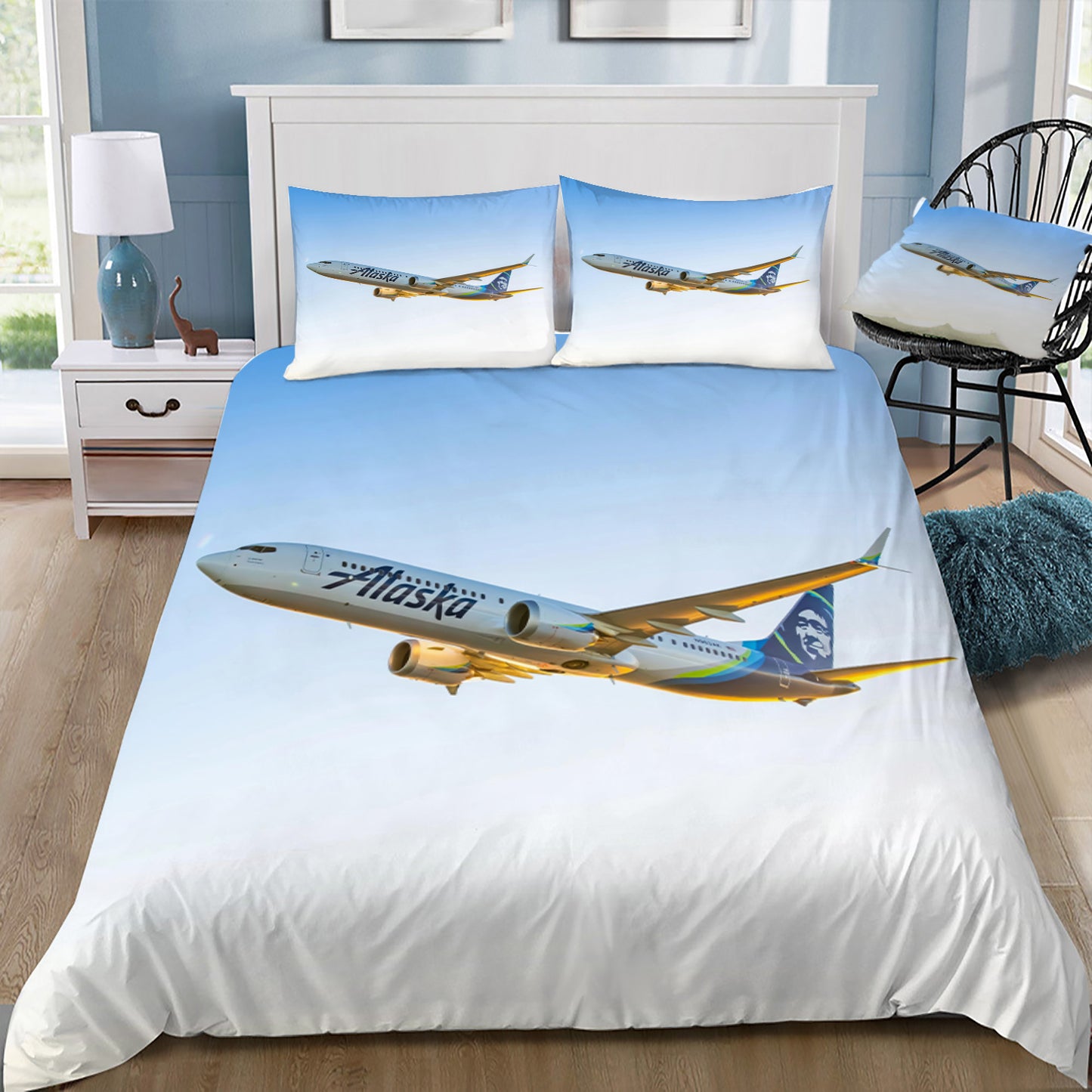Alaska Airlines Boeing 737 Doona / Duvet Cover and 2 Pillow Slips