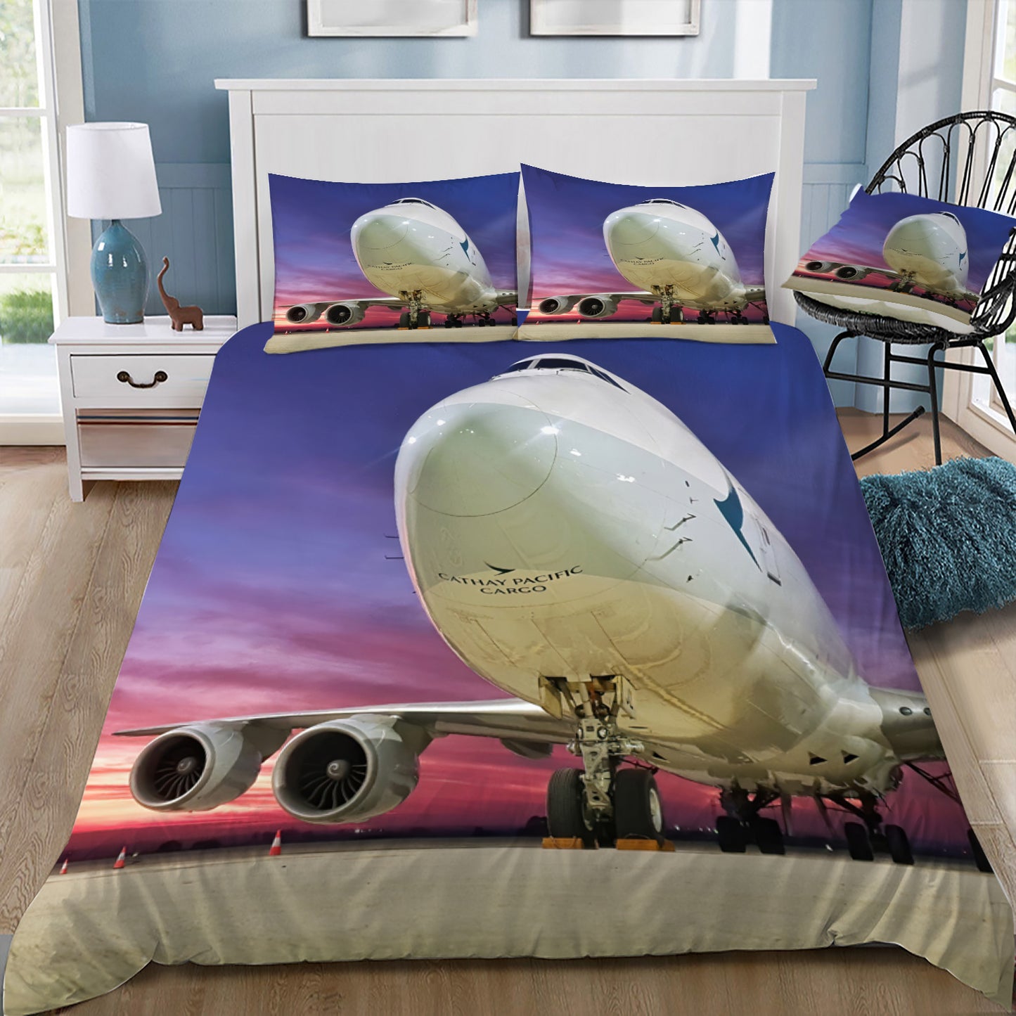 Cathay Pacific 747- Freighter at Dawn 2 Doona / Duvet Cover and 2 Pillow Slips