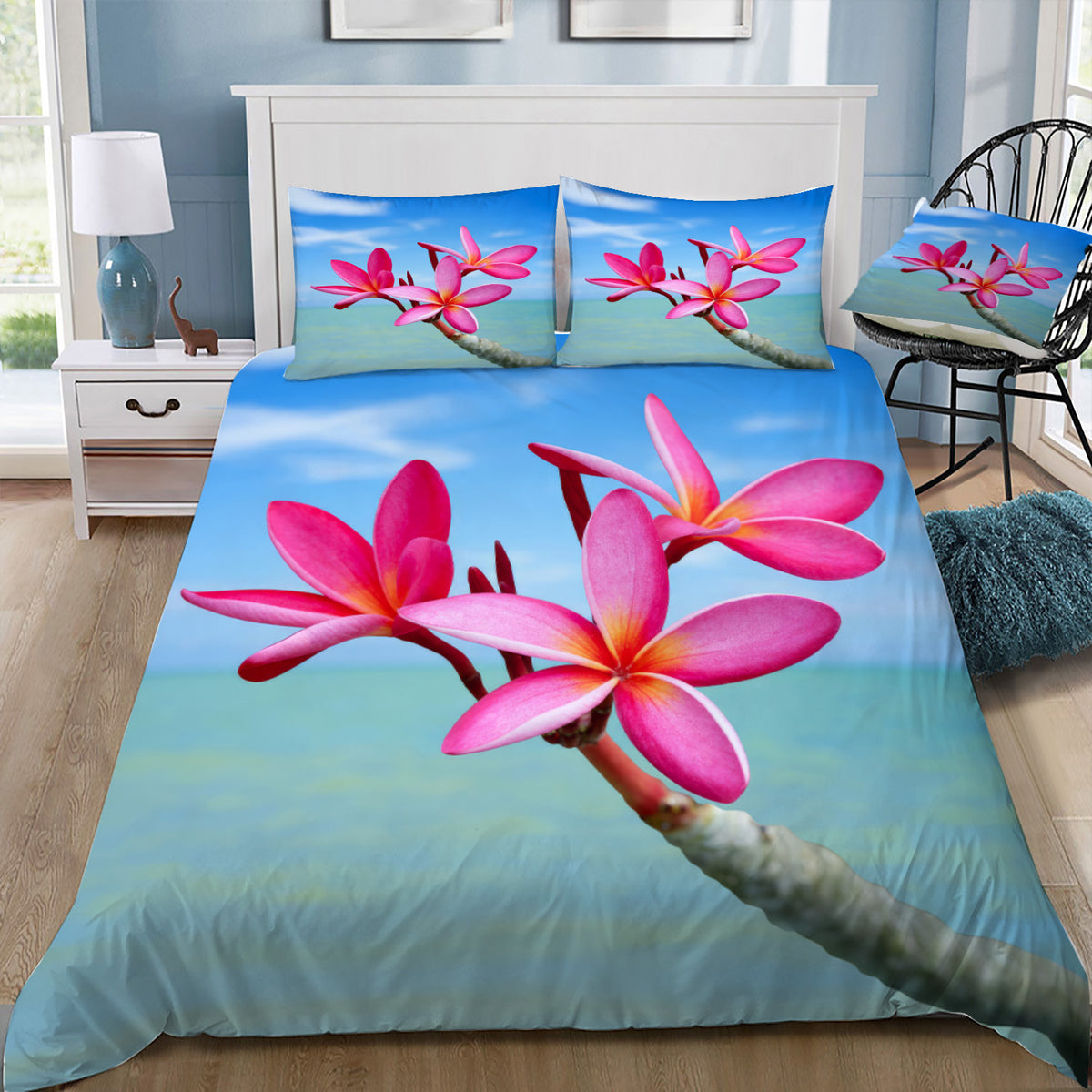 Frangipani by the Ocean Duvet / Doona Cover and 2 Pillow Slips