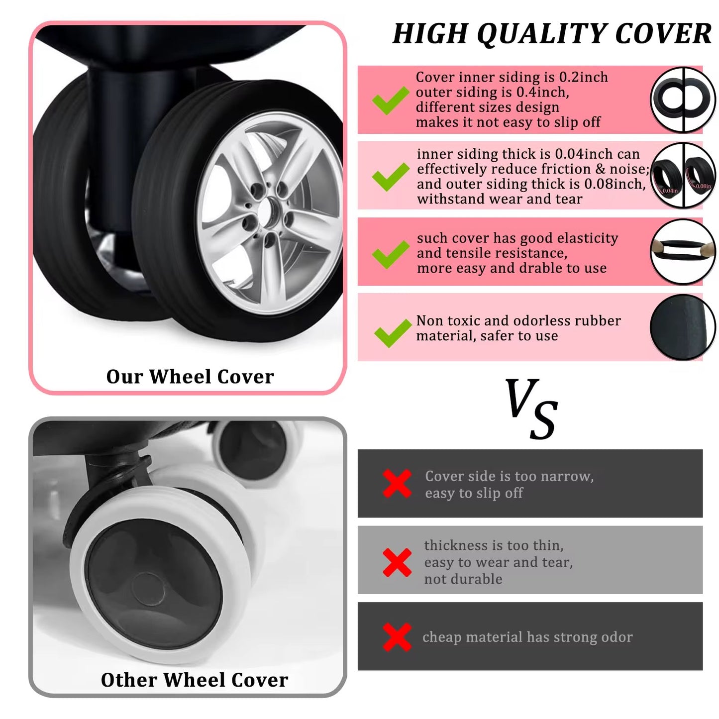 4/8 Pieces Set Silicone Luggage Protector Wheel Covers