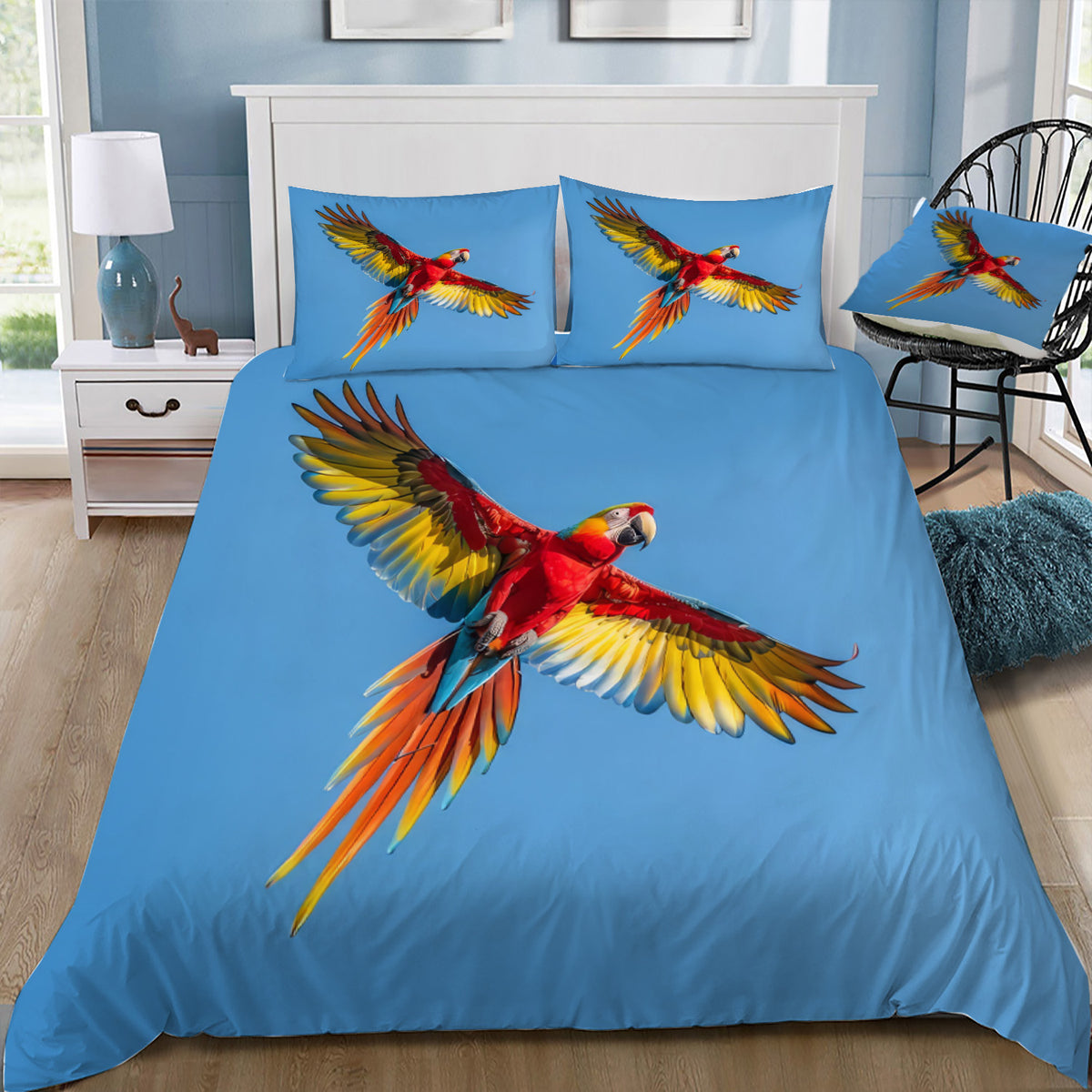 Macaw in Flight Duvet / Doona Cover and 2 Pillow Slips