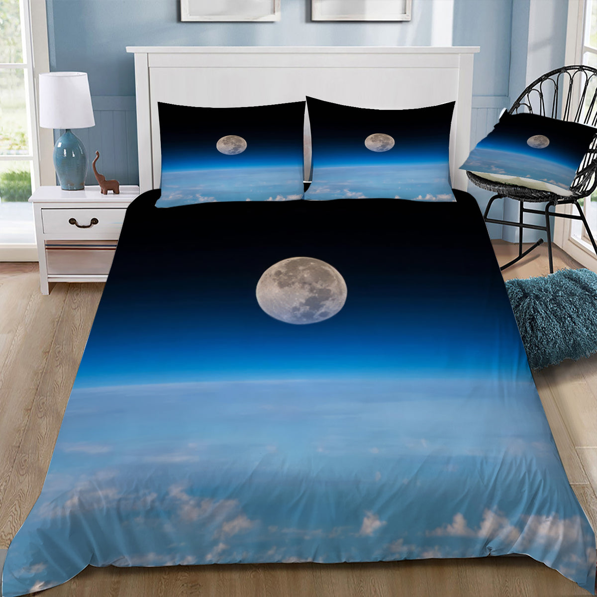 Moon Rising Over Earth Duvet / Doona Cover and 2 Pillow Slips