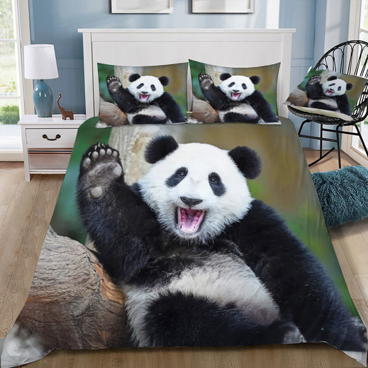 Panda Bear Waving Duvet / Doona Cover and 2 Pillow Slips