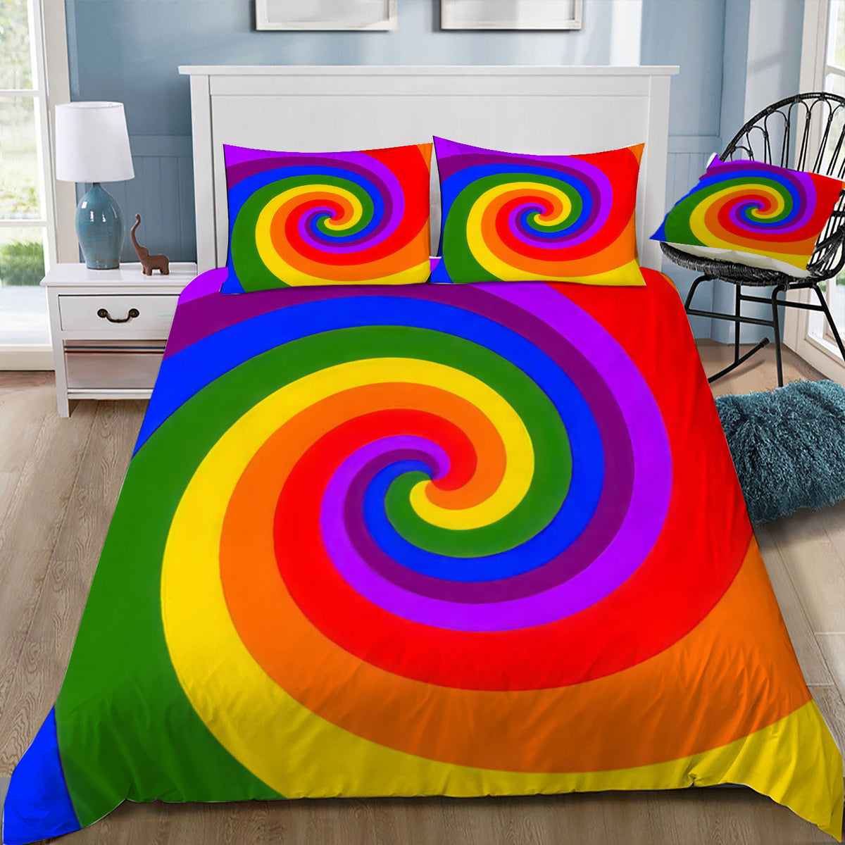 Rainbow Swirl Duvet / Doona Cover and 2 Pillow Slips