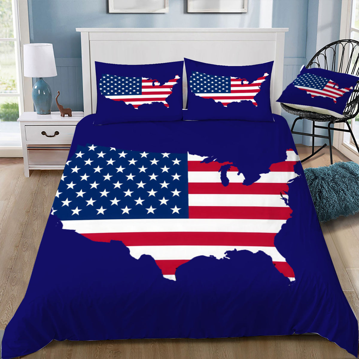 United States Map & Flag Duvet / Doona Cover and 2 Pillow Slips