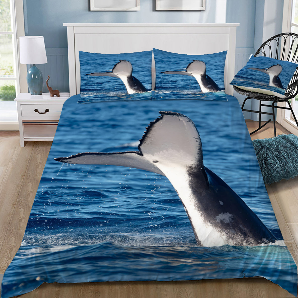Whale Fluke Splashing the Water Duvet / Doona Cover and 2 Pillow Slips